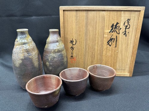 Bizen ware japanese sake set - bizen,
